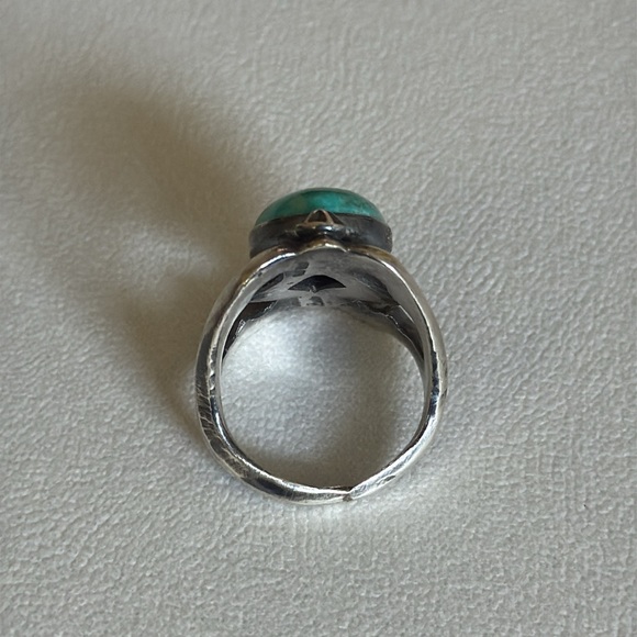 Native American Sterling Silver and Turquoise Ring size 9.5